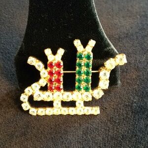 Vintage New Christmas Sleigh Brooch